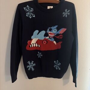 Disney Store Stitch Space Mountain Rocket Holiday Christmas Sweater Adult Small